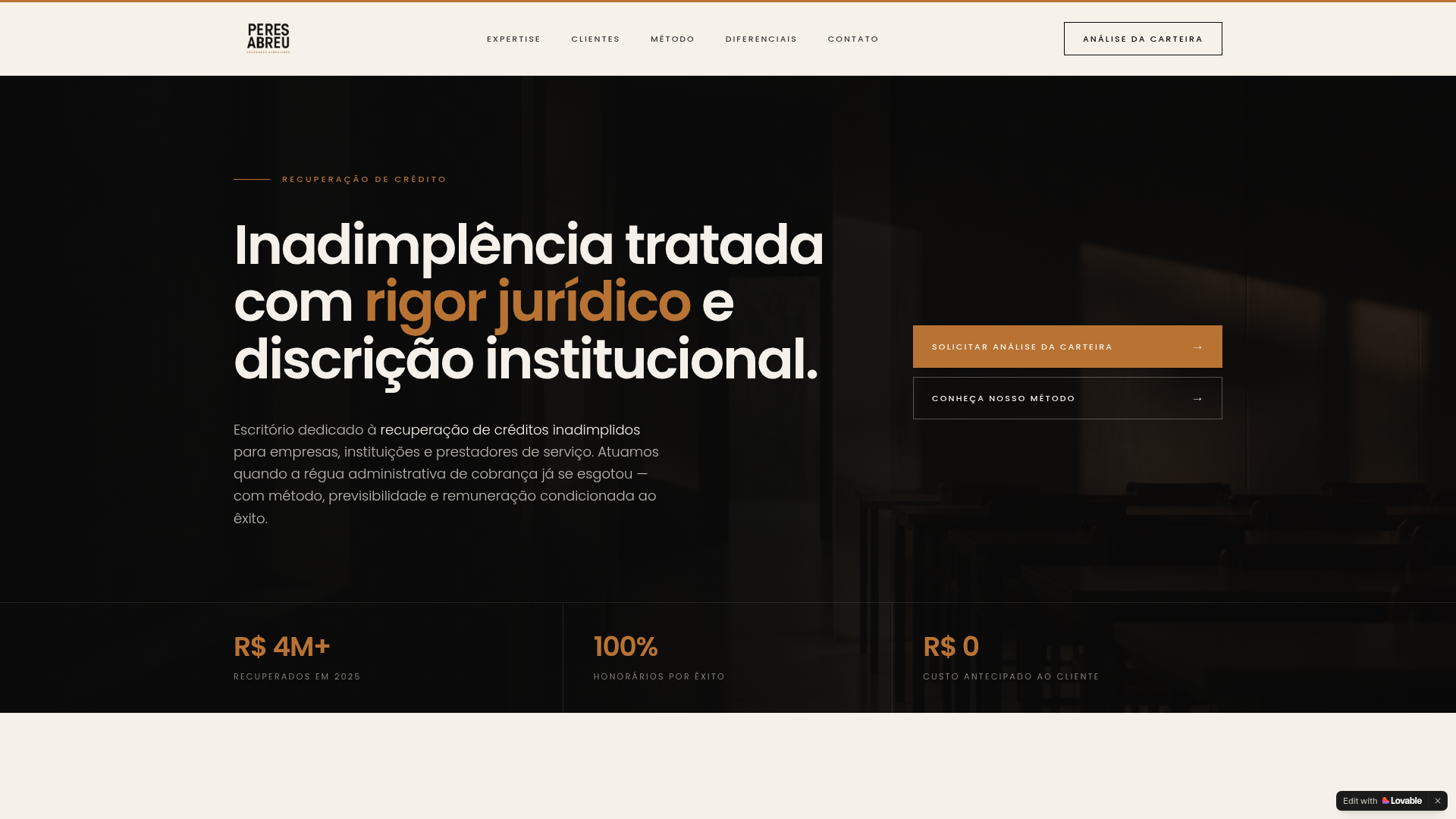 Site institucional para Recuperação de crédito